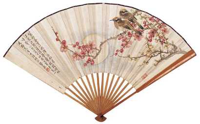 蔡铣 花鸟 成扇